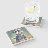 コートを着たミニチュア・シュナウザー ストーンコースター (横)