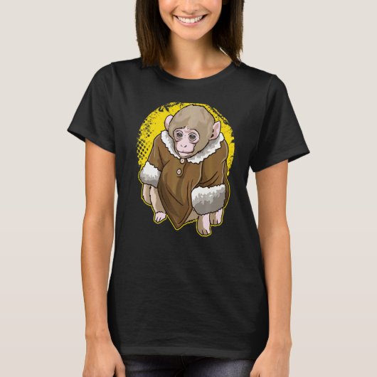 コートを着た可愛い雪のマカクサルミーム1 Tシャツ (正面)