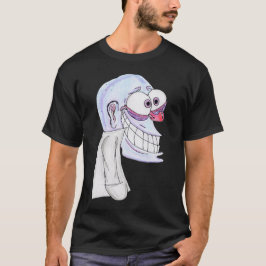 コートを着て笑う青いキャラクター Tシャツ