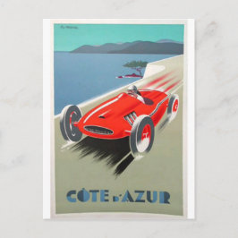 コートアズールレッドレーシングカー ポストカード