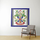 コートオブアームズナイトシールドドラゴンモノグラムブルー タペストリー (インサイチュ)