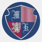 コートオブアームズモノグラムエンブレムシルバーライオンシールド ラウンドシール (正面)