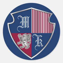 コートオブアームズモノグラムエンブレムシルバーライオンシールド ラウンドシール