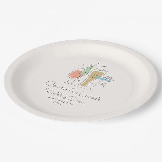 コートカップルウェディングシャワー ペーパープレート (アングル)