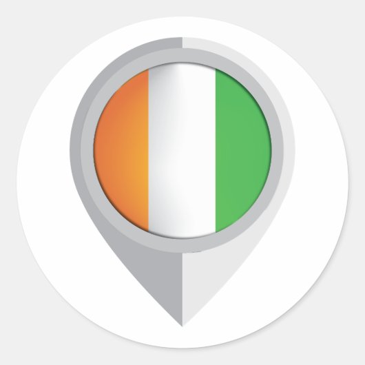 コートジボワールのピン位置フラグ ラウンドシール (正面)