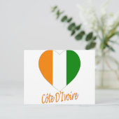 コートジボワール国旗のハート ポストカード (スタンド正面)