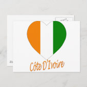 コートジボワール国旗のハート ポストカード (正面/裏面)