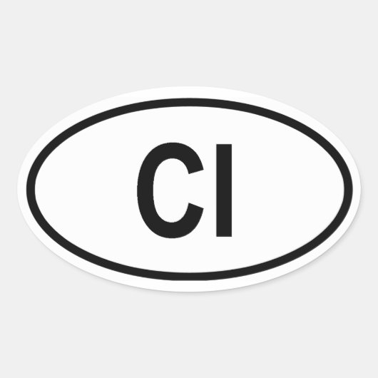 コートジボワール「CI」 楕円形シール (正面)