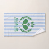 コートストライプピックボールのブルーのクイーン ハンドタオル (ハンドタオル)