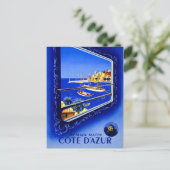 コートダジュールのヴィンテージのポスター復元 ポストカード (スタンド正面)