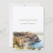 コートダジュールフランスの沿岸目的地の結婚式の請求書 招待状 (裏面)