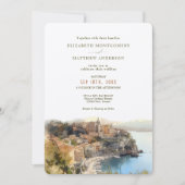 コートダジュールフランスの沿岸目的地の結婚式の請求書 招待状 (正面)