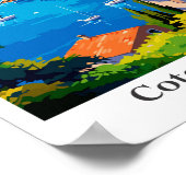 コートダジュールフランストラベルアートヴィンテージイラストレーション ポスター (角)