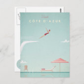 コートダジュールヴィンテージダイビング旅行ポスター – Art Po ポストカード (正面/裏面)