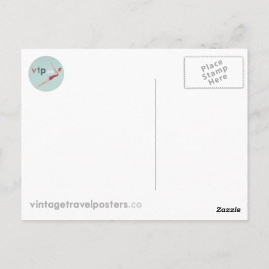 コートダジュールヴィンテージダイビング旅行ポスター – Art Po ポストカード (裏面)