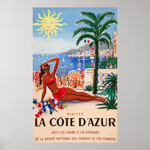コートダジュールヴィンテージフランスの旅行ポスター ポスター