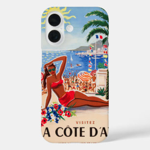 コートダジュールヴィンテージフランスの旅行ポスター iPhone 16ケース