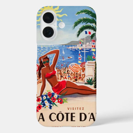 コートダジュールヴィンテージフランスの旅行ポスター Case-Mate iPhoneケース (裏面)