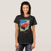 コートダジュール フランス リヴィエラ 赤い車 旅行 Tシャツ (正面フル)