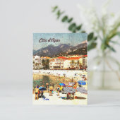 コートダジュール、レトロなスタイルのビーチポストカード ポストカード (スタンド正面)