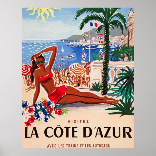コートダジュール ヴィンテージ フランス 旅行 ポスター (正面)
