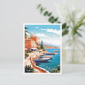 コートダズールフランスアートヴィンテージ旅行イラストレーション ポストカード (スタンド正面)