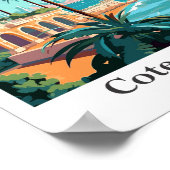 コートダズールフランスヴィンテージトラベルイラストレーション ポスター (角)