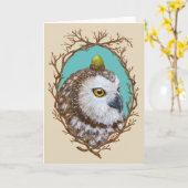 コートニーのこぎれフクロウのグリーティングカード カード (黄色い花)