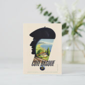 コートバスクのフランスヴィンテージ旅行ポスター ポストカード (スタンド正面)
