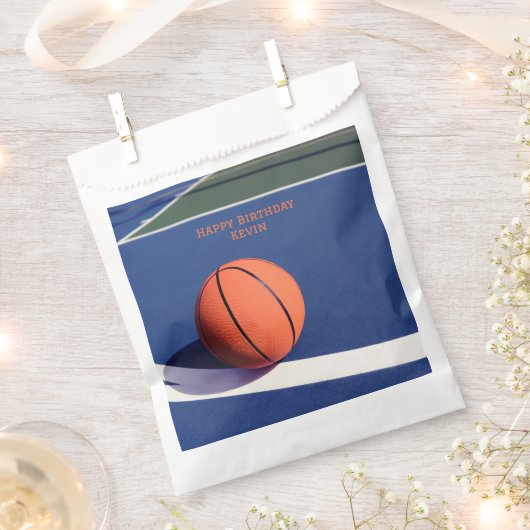 コートバスケブルーバースデーパーティースポーツバスケットボール フェイバーバッグ (クリップ留めされた状態)