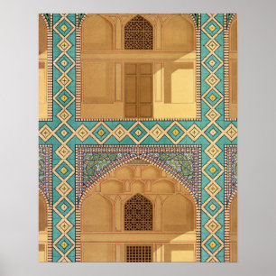 コートヤードアーケードin the Medrese-i-Shah-Hussein ポスター