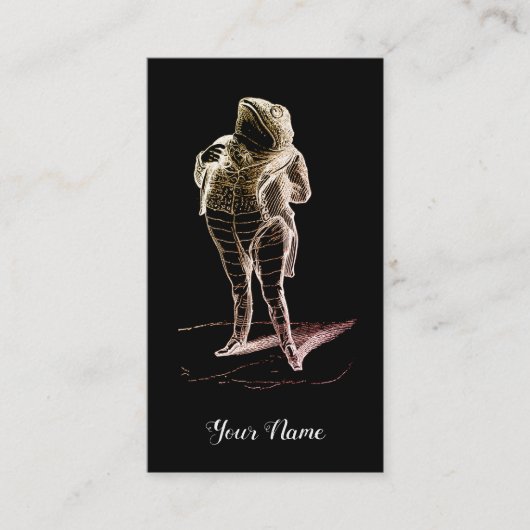 コートユニーク尾のカエル黒のヴィンテージ紳士 名刺 (正面)