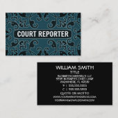 コートレポーターティール（緑がかった色）ダマスク名刺 名刺 (正面/裏面)
