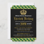 コート王室のオブアームズグリーン金ゴールドライオンエンブレム誕生日 招待状 (裏面)