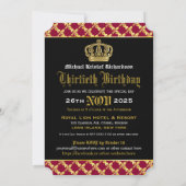 コート王室のオブアームズレッド金ゴールドライオンエンブレム誕生日 招待状 (裏面)