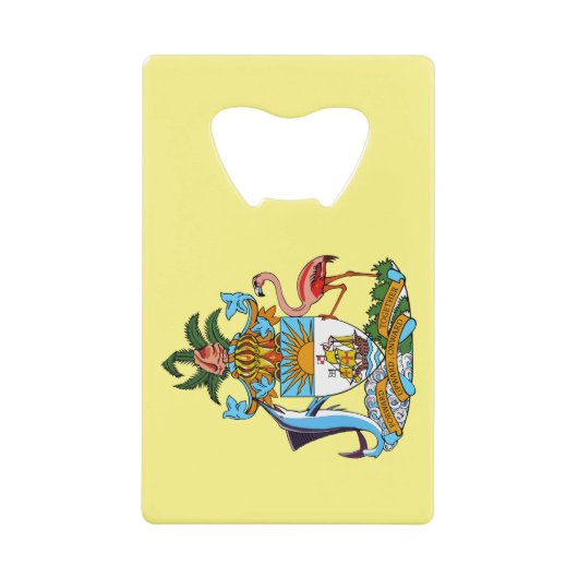 コート・オブ・アームズ付きバハマカリブの(楽園) クレジットカード栓抜き (正面)