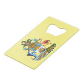 コート・オブ・アームズ付きバハマカリブの(楽園) クレジットカード栓抜き (正面アングル)