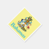 コート・オブ・アームズ付きバハマカリブの(楽園) スタンダードカクテルナプキン (角)