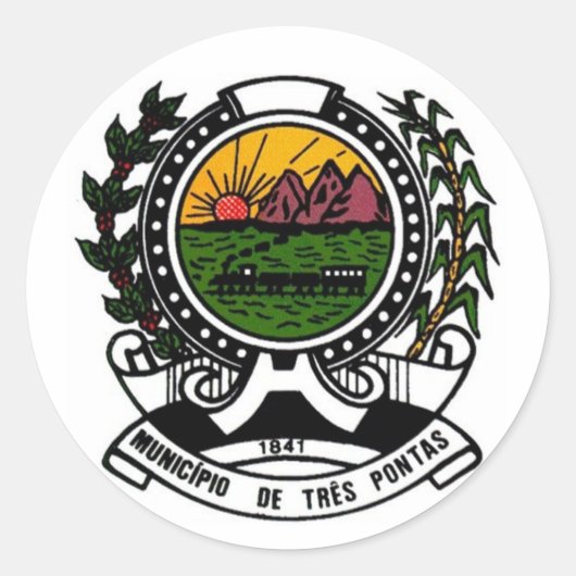 コート・オブ・アームズ・オブ・トレス・ポンタス、ミナスジェライス – ブラジル ラウンドシール (正面)