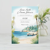 コート・ダジュール風景の結婚式招待状 招待状 (スタンド正面)