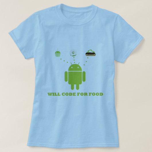 コードしますのために食糧(人間の特徴をもつソフトウェア開発者) Tシャツ (デザイン正面)