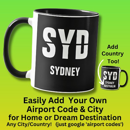 コードと都市の追加 – 空港コード – SYD Sydney マグカップ
