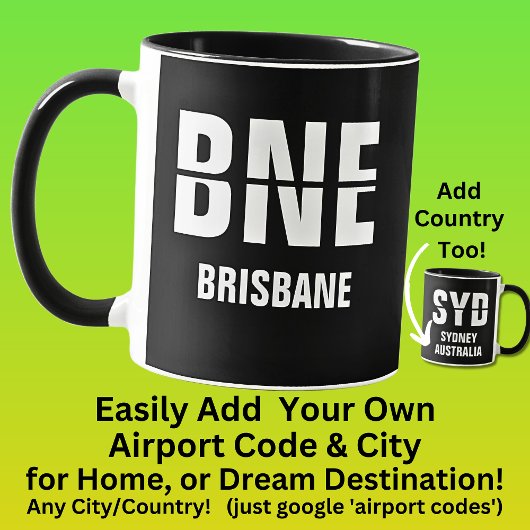 コードと都市の追加 – 空港コードBNE BRISBANE マグカップ