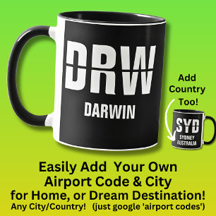コードと都市の追加 – 空港コードDRW DARWIN マグカップ