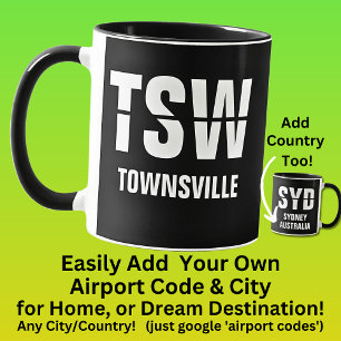 コードと都市の追加 – 空港コードTSW TOWNSVILLE マグカップ