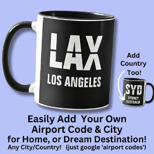 コードと都市、空港コードを追加LAXロサンゼルス マグカップ