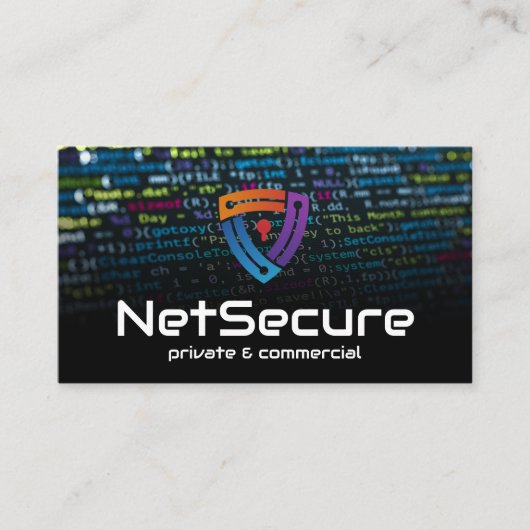 コードの背景 | オンラインのセキュリティで保護された鍵のホールロゴ 名刺 (正面)