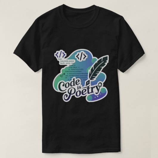 コードはPoetryプログラマーおもしろいである Tシャツ (デザイン正面)