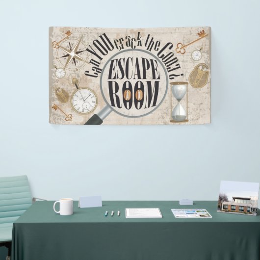 コードを解読できるか?エスケープルームゲームパーティー 横断幕 (トレードショー)