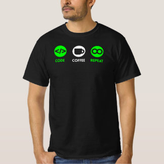 コードコーヒーリピートのプログラマの生活 Tシャツ
